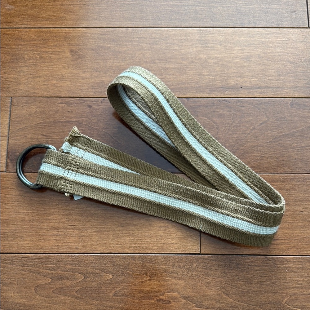 Striped Canvas Belt with Metal Ring